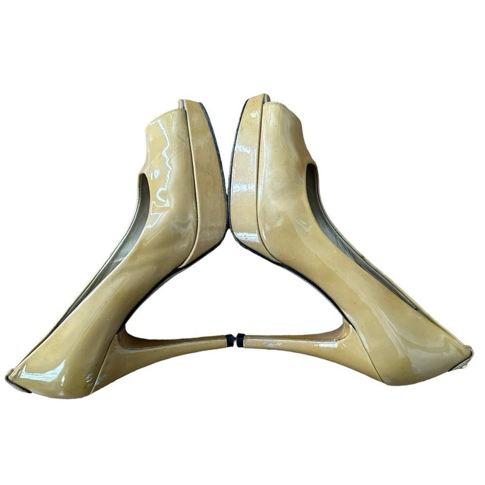 Stuart Weitzman Peep Toe Genuine Patent Leather Platform Heels  4.5” Size 7 - Picture 7 of 11